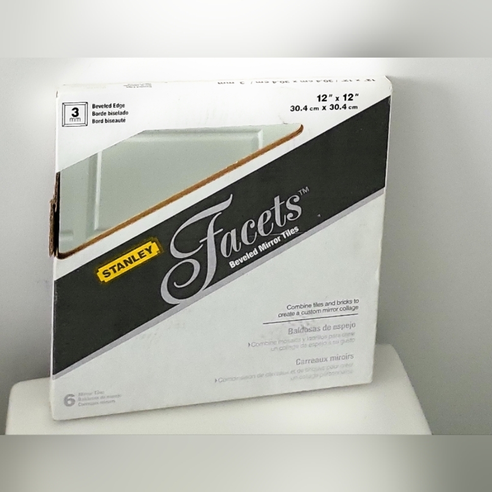 Stanley Facets Beveled Mirror Tiles - Box Of 6. 12 X 12 Inches. 3mm